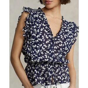 Polo Ralph Lauren floral button-down ruffle sleeve blouse